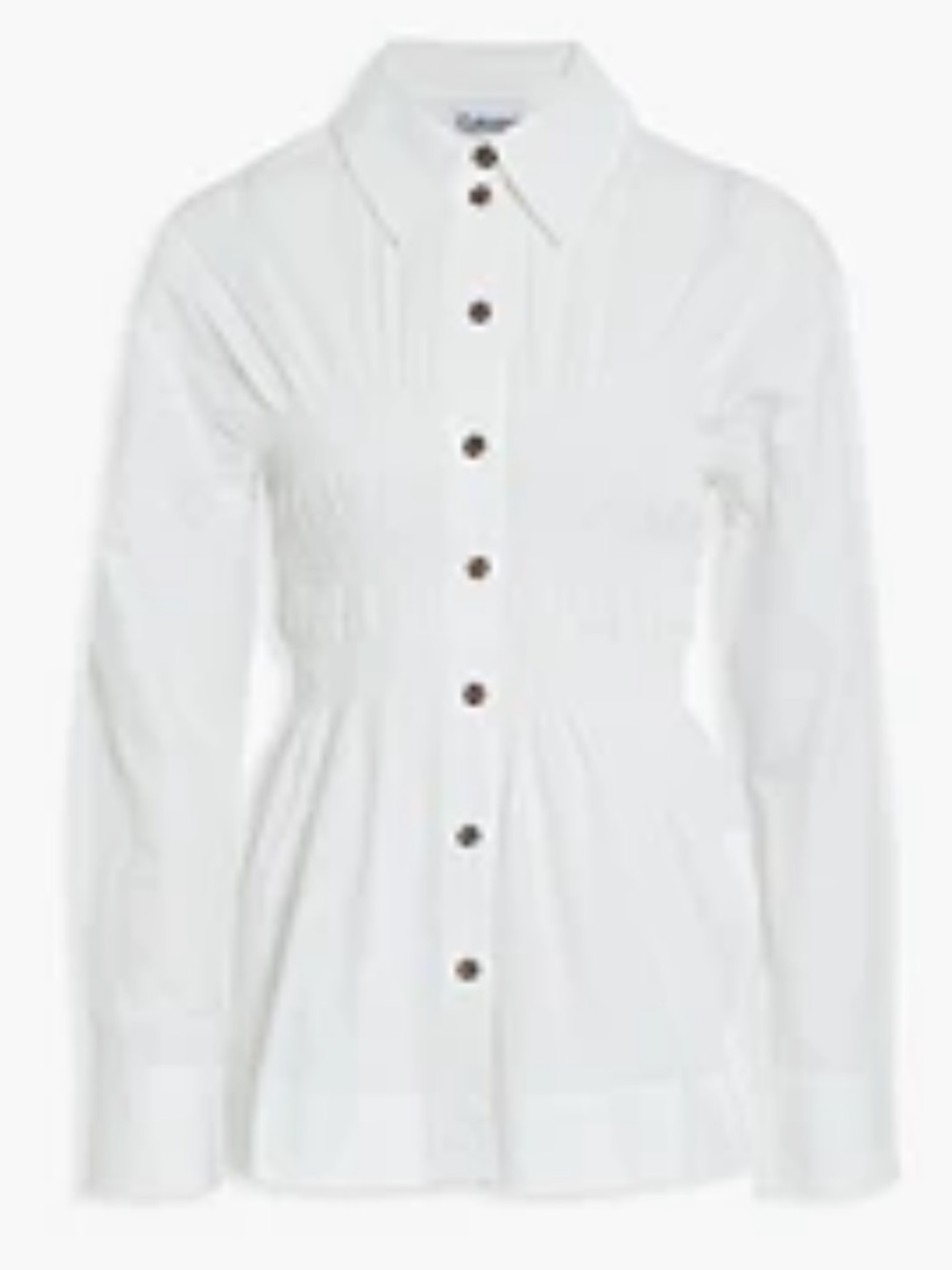 GANNI Shirred Cotton Poplin Blouse in White - Picture 4 of 13
